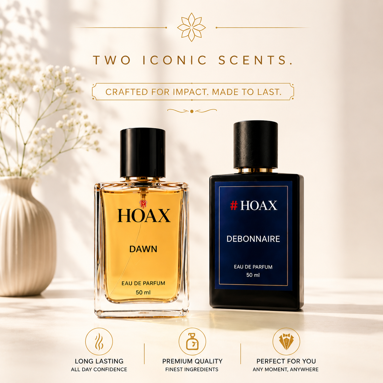 Hoax | Dawn & Debonnaire | Eau De Parfum Combo for Men | Premium Long Lasting Fragrance Set | 50ml x2