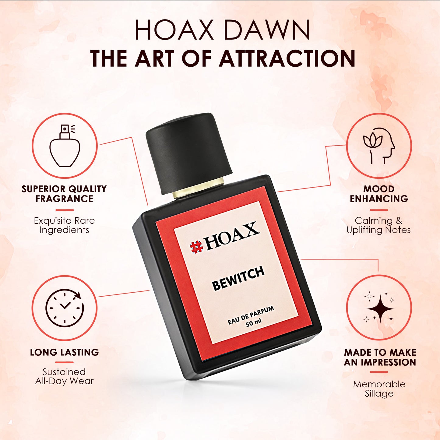 Hoax Bewitch Eau De Parfum for Women | Long Lasting Premium Fruity Fragrance | Elegant Sweet Fresh Scent | 50ml