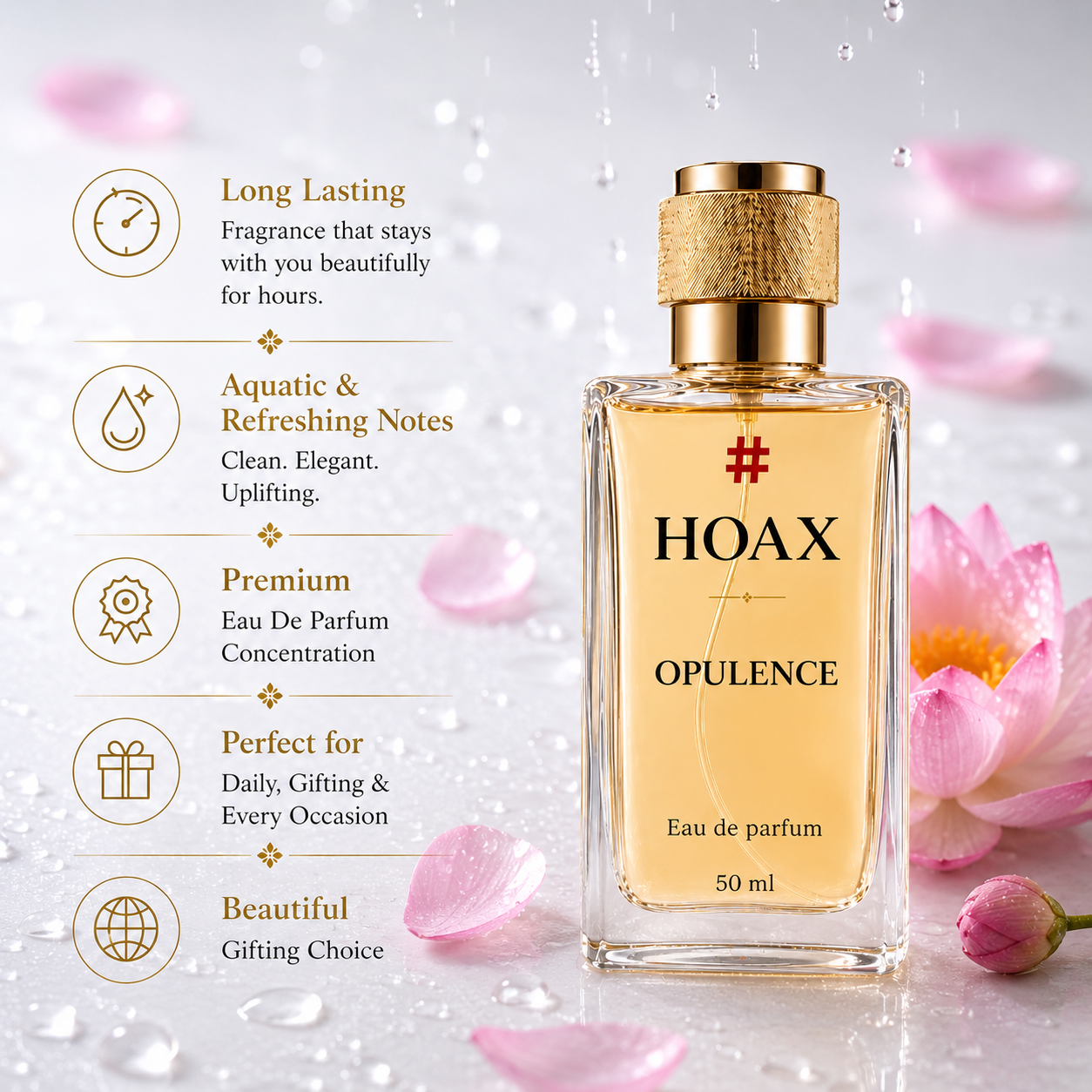 Opulence - Eau De Parfum for Women | Sophisticated Lotus & Saffron Fragrance | 50ml
