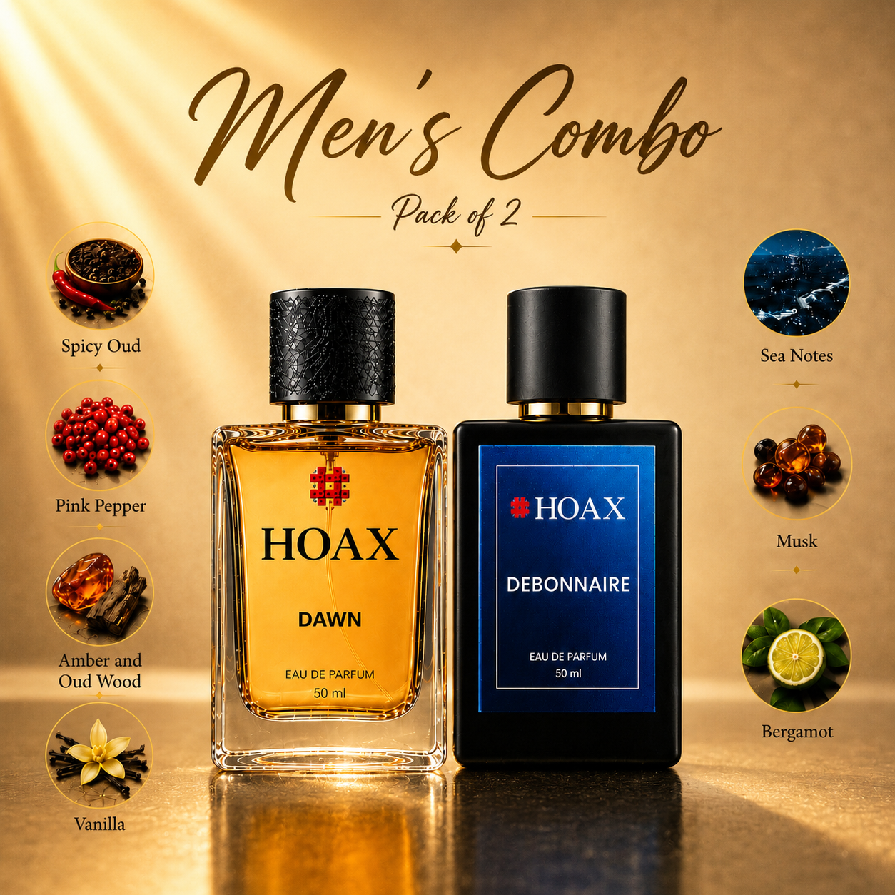 Hoax | Dawn & Debonnaire | Eau De Parfum Combo for Men | Premium Long Lasting Fragrance Set | 50ml x2