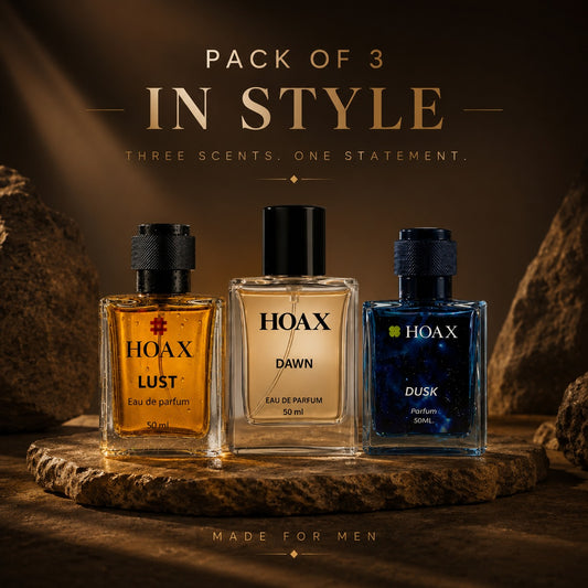 Hoax | Dawn, Dusk & Lust | Eau De Parfum Combo for Men | Premium Long Lasting Fragrance Set | 50ml x3