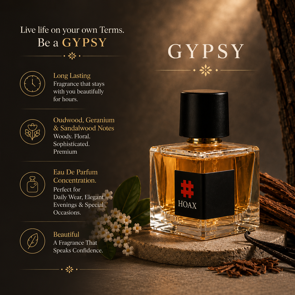 Gypsy Signature Eau De Parfum for Women | Oudwood, Geranium & Sandalwood Blend | 50ml