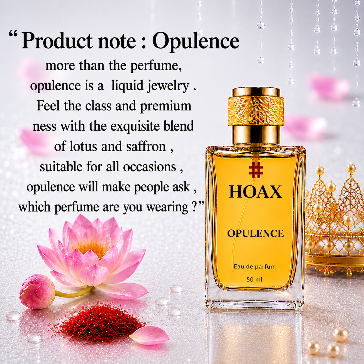 Opulence - Eau De Parfum for Women | Sophisticated Lotus & Saffron Fragrance | 50ml
