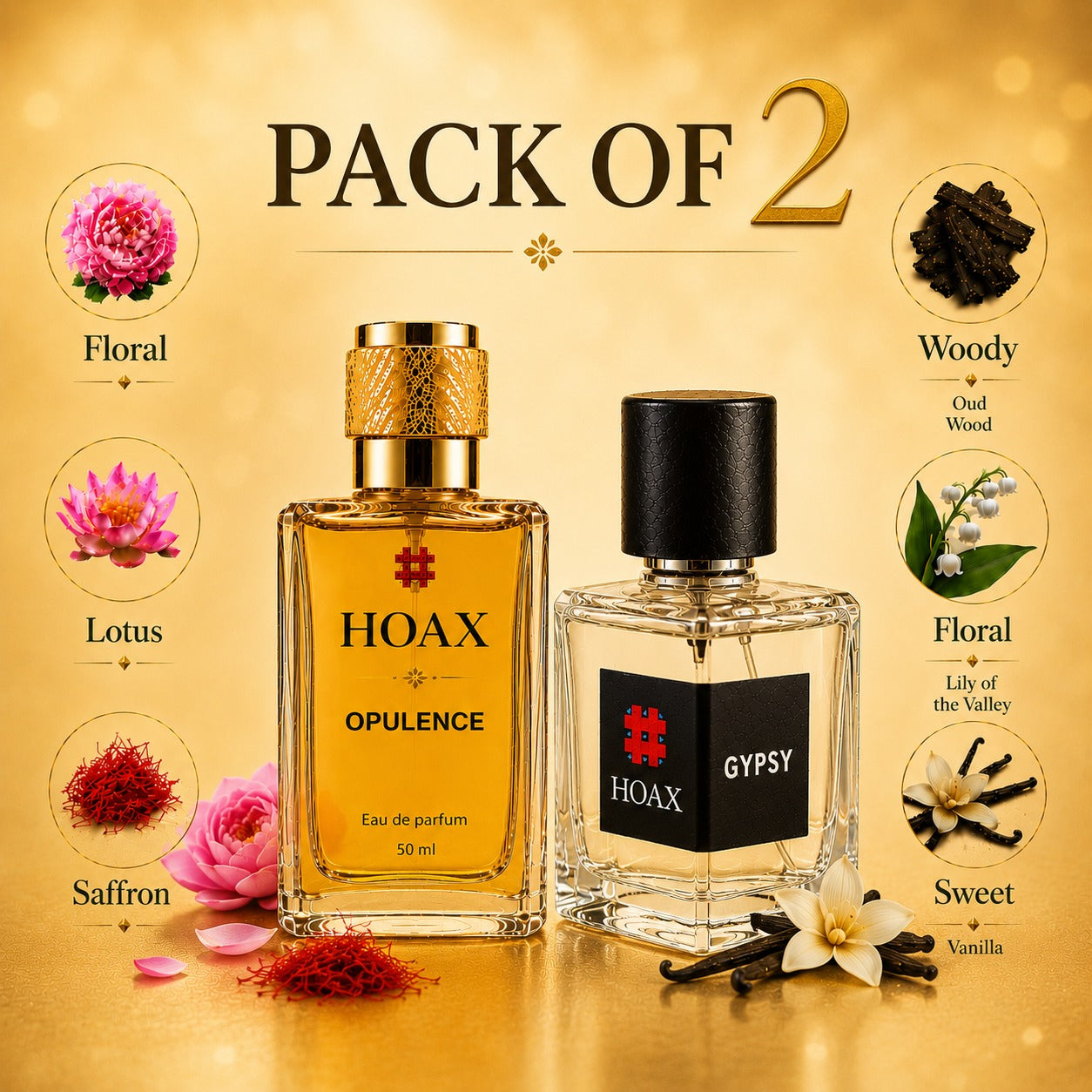 Hoax | Opulence & Gypsy | Eau De Parfum Combo for Women | Premium Long Lasting Fragrance Set | 50ml x2