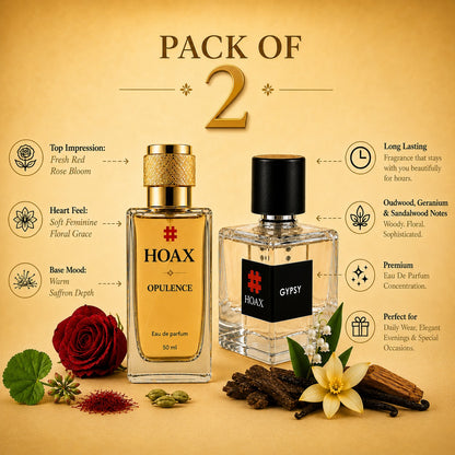Hoax | Opulence & Gypsy | Eau De Parfum Combo for Women | Premium Long Lasting Fragrance Set | 50ml x2