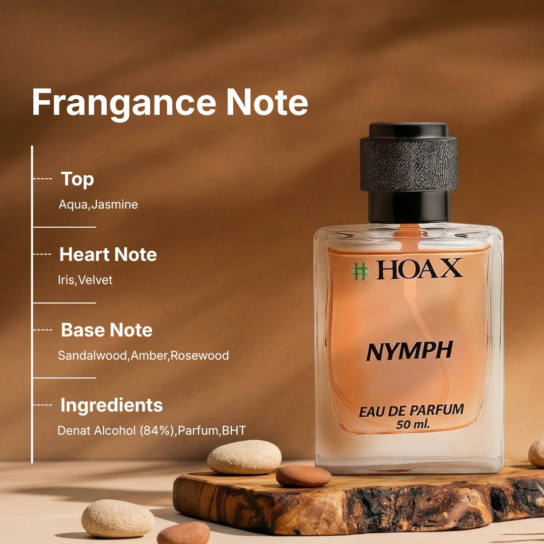 Hoax | Nymph | Perfume for Women | Eau De Parfum 50ml | Long Lasting Floral Fragrance | Jasmine IRIS Rosewood Blend | Premium Scent | Stylish Feminine Perfume | Party Daily Office Wear