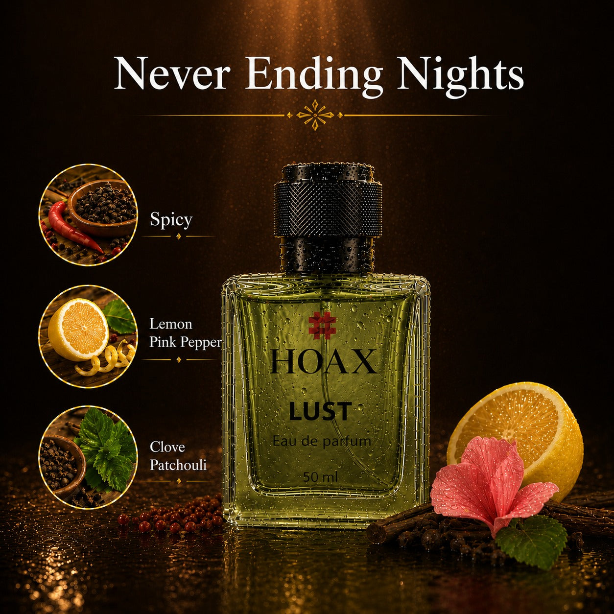 Lust - Citrus, Spicy Woody Lemon, Clove & Patchouli - Date Night & Party Wear | 50ml