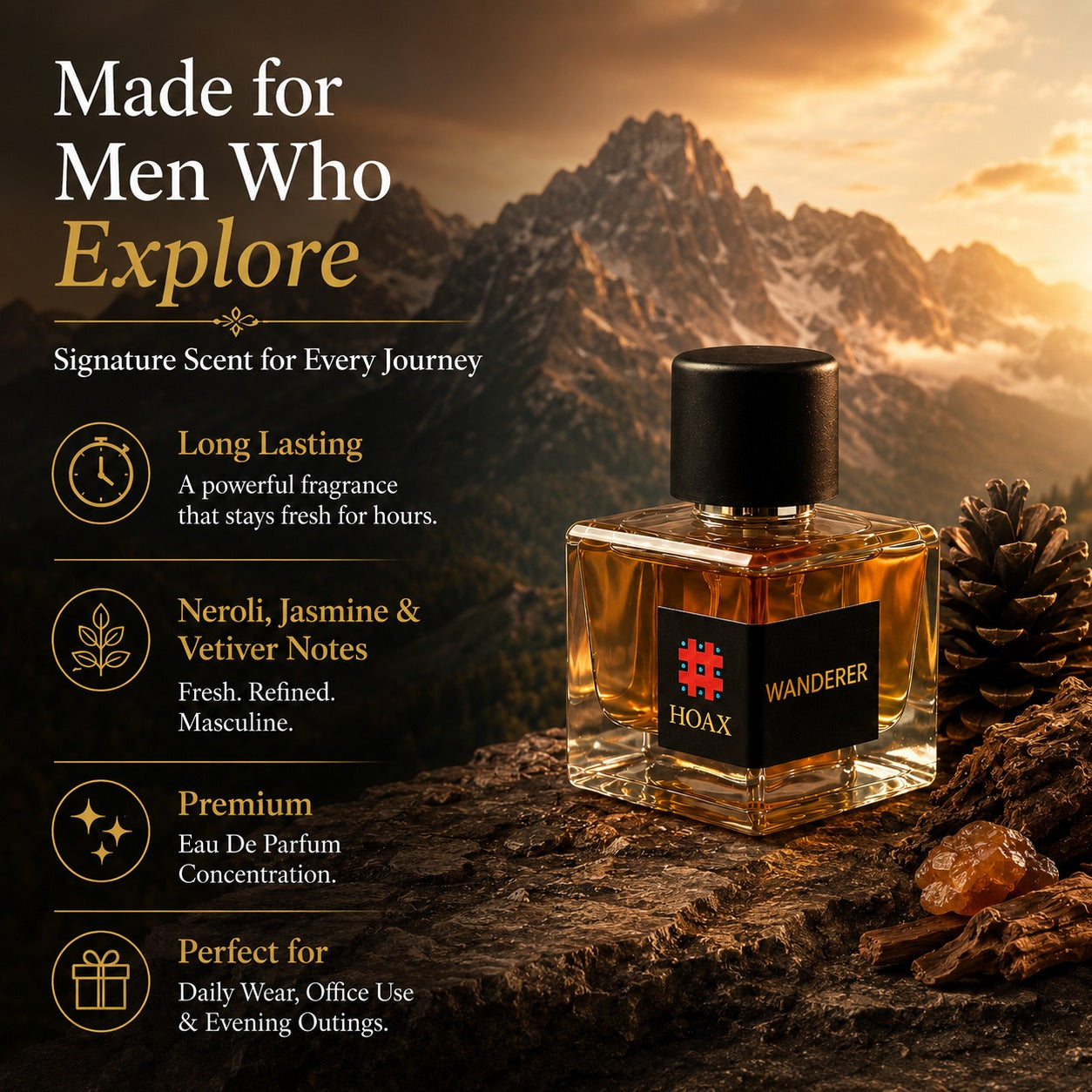 Wanderer - Eau De Parfum for Men | Fresh Floral Woody Scent | 50 ml