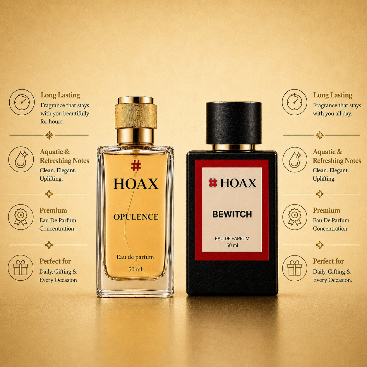 Hoax | Opulence & Bewitch | Eau De Parfum Combo for Women | Premium Long Lasting Fragrance Set | 50ml x2