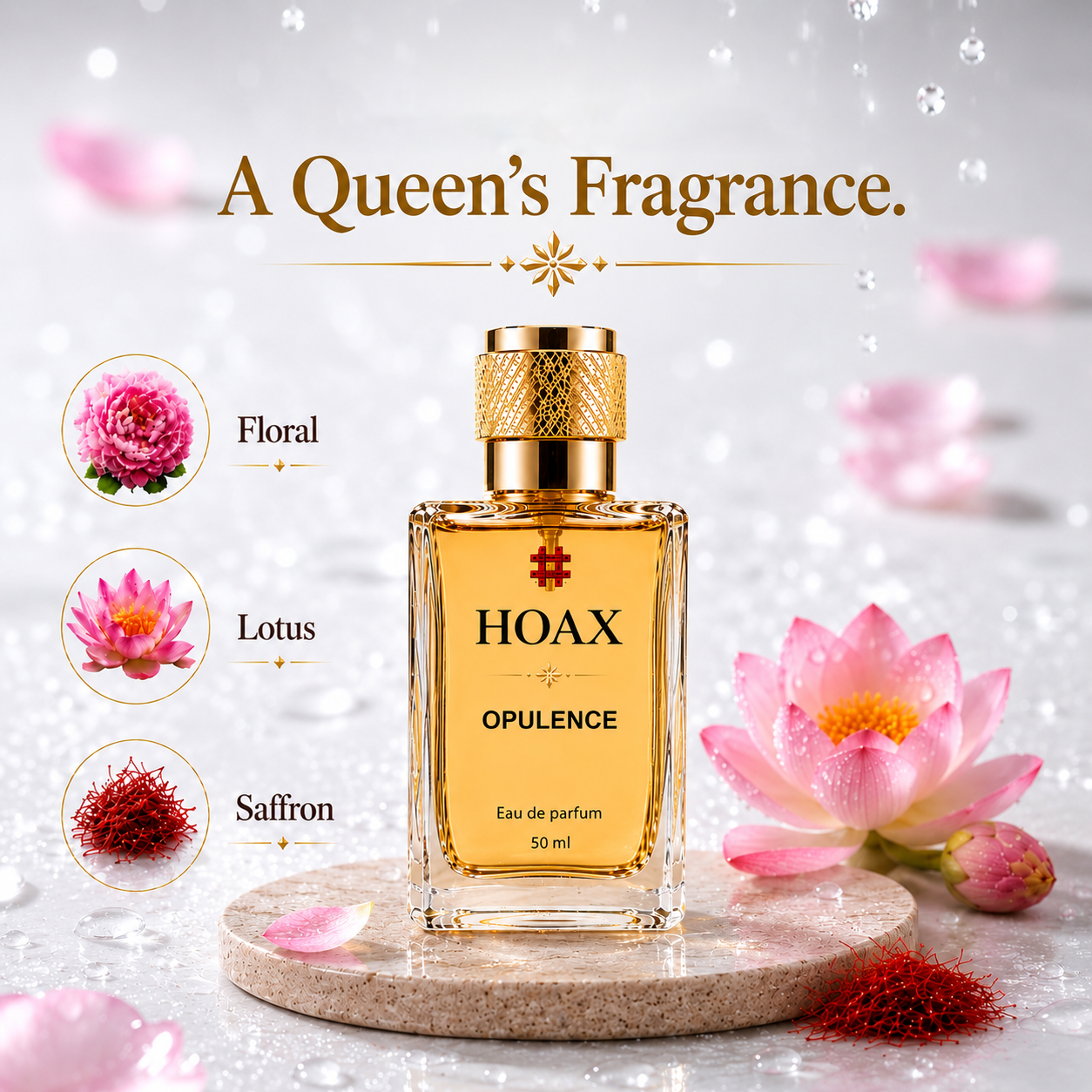 Opulence - Eau De Parfum for Women | Sophisticated Lotus & Saffron Fragrance | 50ml